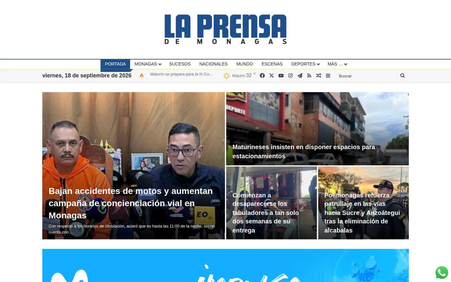 Portada de La Prensa de Monagas