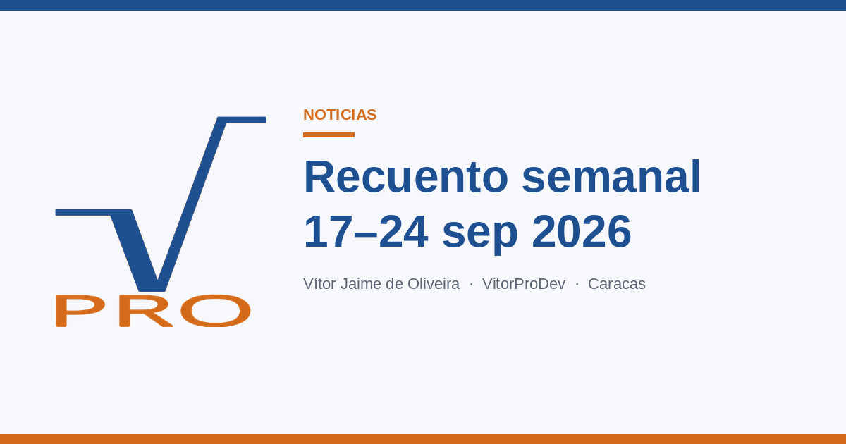 Portada del recuento semanal VitorPro, 17 al 24 de septiembre de 2026